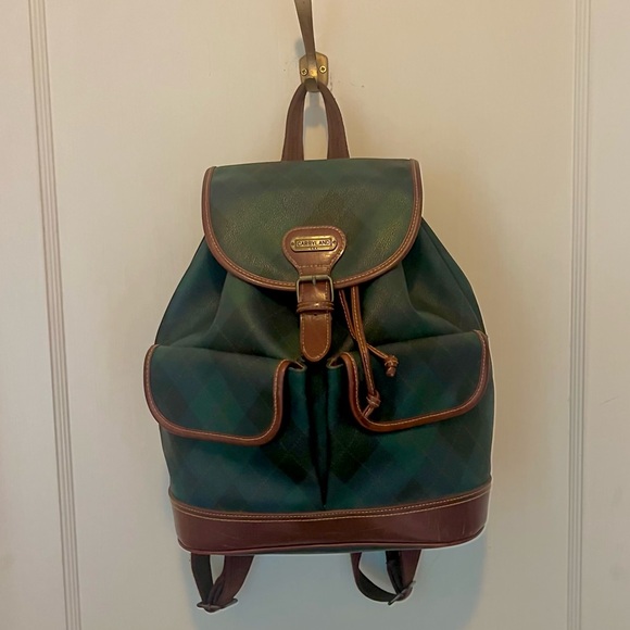 Vintage Handbags - Vintage | Carryall USA Argyle Bucket Backpack!!